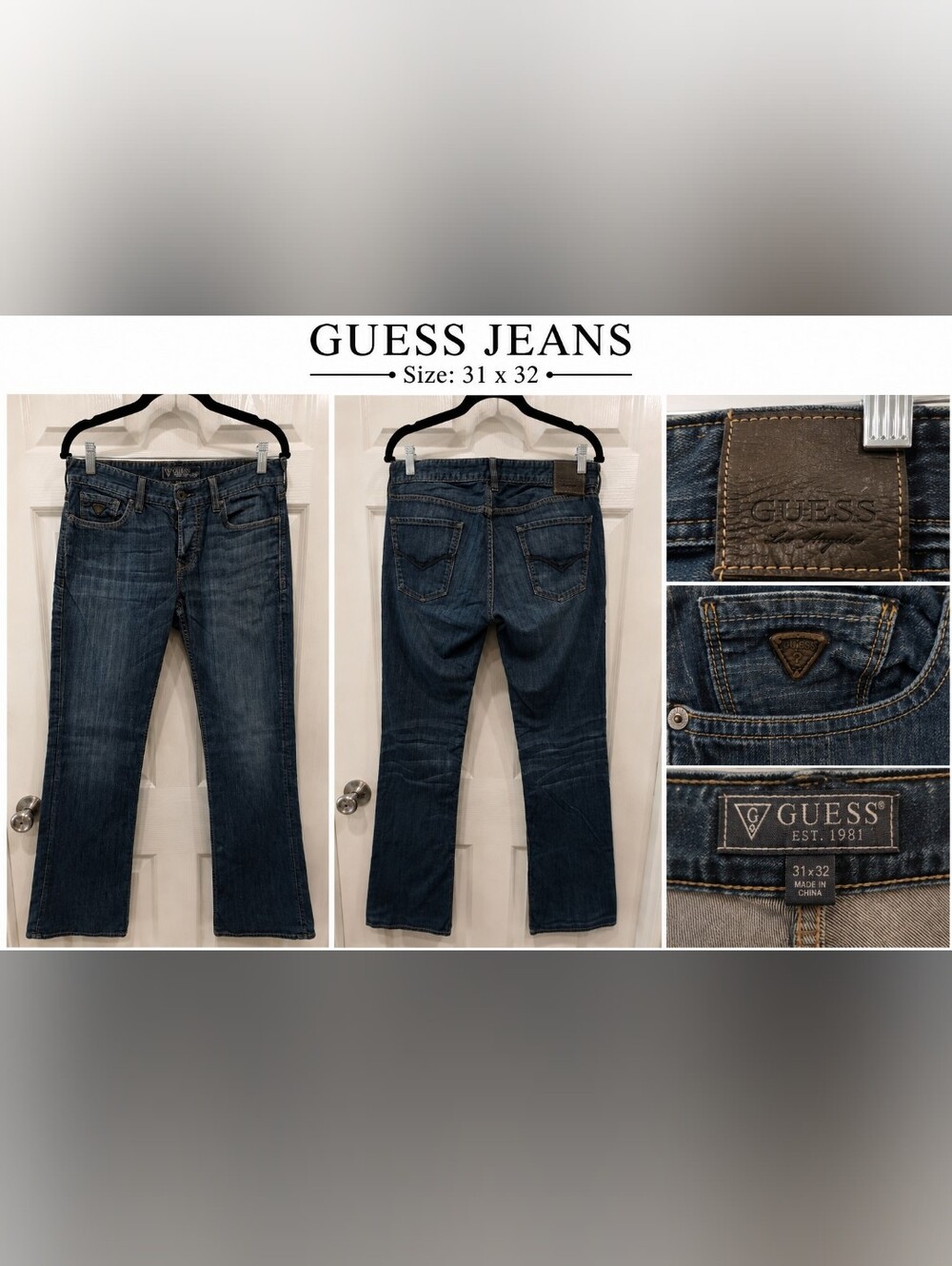 GUESS Jeans Men’s Dark Blue Falcon - Regular Boot Jeans - 31x32